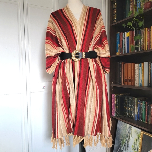 Lauren RL Open Front Oversized Cotton-Linen Blend Cardigan Poncho Wrap - Picture 4 of 11